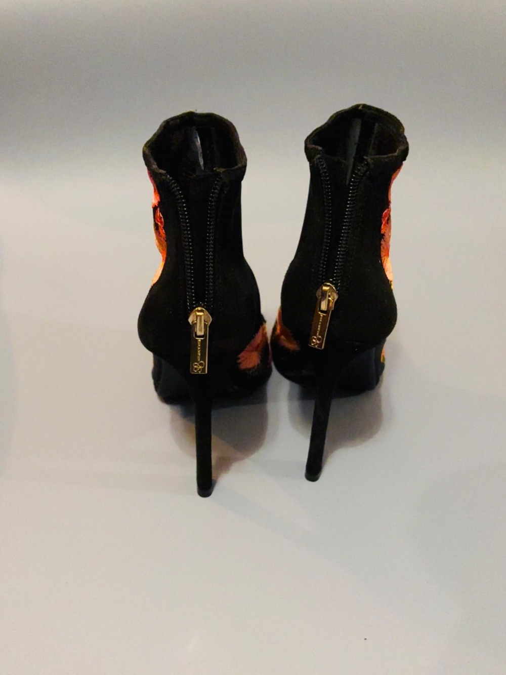 Jessica Simpson Black Floral Pump Peep ToeSz 6 1/2 Back Zip - Picture 4 of 9